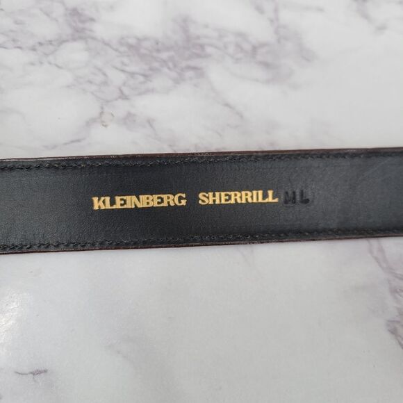 Kleinberg Sherrill Vintage Brown Lizard Embossed Leather Belt Gold Tone Buckle main image 6